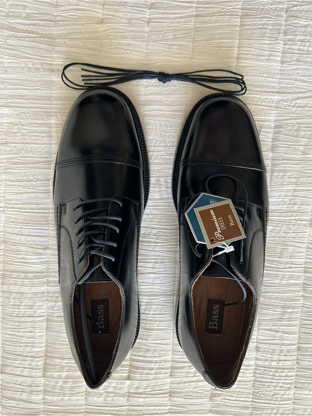 Mens Bass Sperrazza Black Leather Oxford Dress Shoes 9.5M NWT